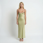 Floral Embroidered Maxi Dress Sleeveless, Round Neck, Elegant Womens