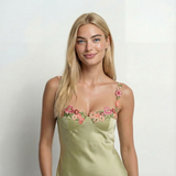 Floral Embroidered Maxi Dress Sleeveless, Round Neck, Elegant Womens