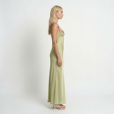 Floral Embroidered Maxi Dress Sleeveless, Round Neck, Elegant Womens