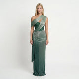 Satin One-Shoulder Maxi Dress Bodycon Fit, Draped Detail, Evening Formal Party