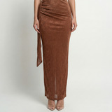 Satin One-Shoulder Maxi Dress Bodycon Fit, Draped Detail, Evening Formal Party