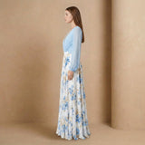 Powder Blue Long-Sleeve Floral Maxi Dress - Jack & Ivy