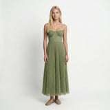 Pleated Fit and Flare Midi Dress Round Neck, Defined Waist, Elegant Womens
