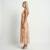 Watercolour Halter Maxi Dress Relaxed Fit, Open Back, Summer Holiday
