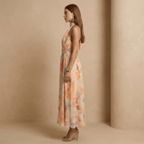 Apricot Watercolour Halter Neck Maxi Dress - Jack & Ivy
