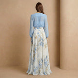 Powder Blue Long-Sleeve Floral Maxi Dress - Jack & Ivy