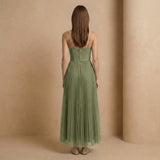 Sage Green Pleated Bustier Midi Dress - Jack & Ivy